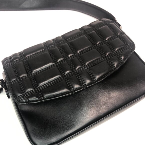 Circus Sam Edelman Shoulder Bag Quilted Black Vegan Leather Compact Light - Picture 1 of 9